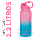 Botella Agua Deportiva Cilindro Envase Motivacional 2.2 Lts