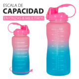 Botella Agua Deportiva Cilindro Envase Motivacional 2.2 Lts