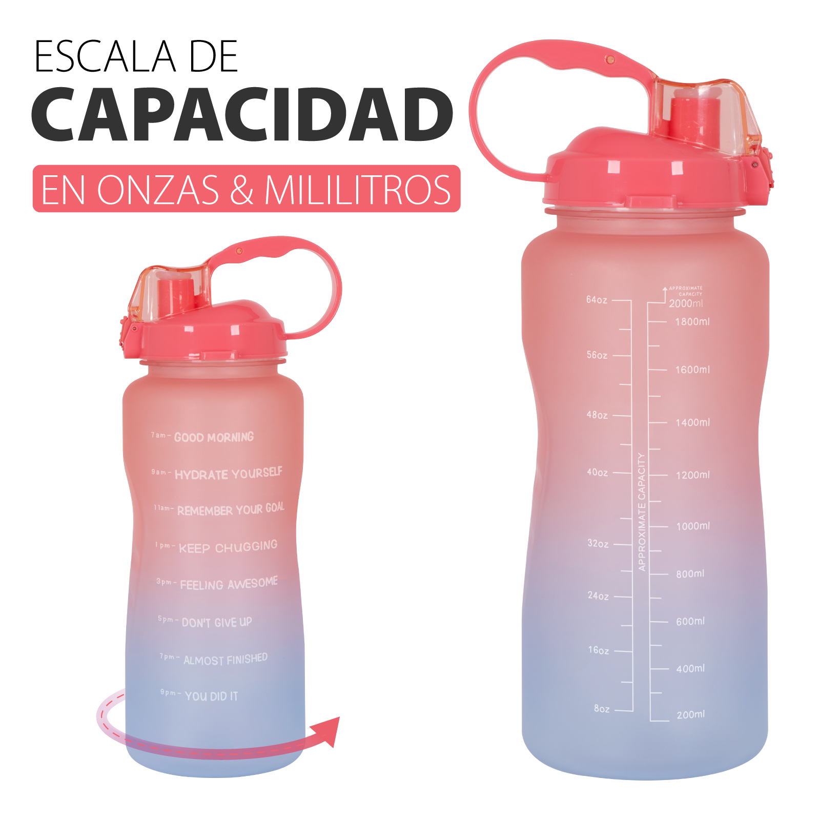 GENERICO 2200ml Botellas De Agua Deporte Por Mayor Con Escala