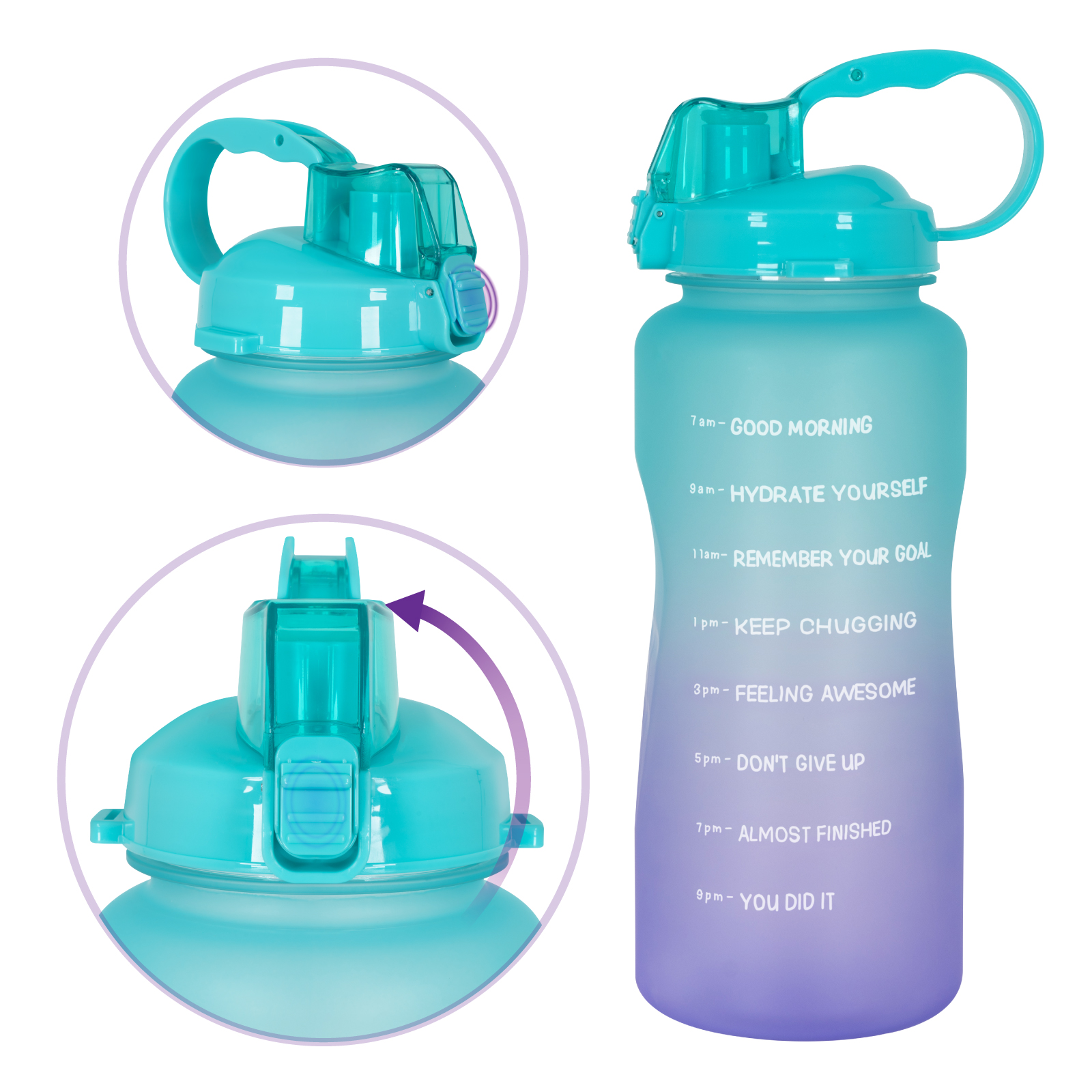 Botella de agua deportiva de 2 litros con calcomanías, portátil, de gran  capacidad, para fitness, bicicleta, botella de agua fría para verano, con