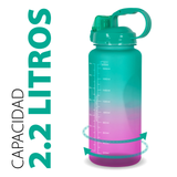 Botella Agua Deportiva Cilindro Envase Motivacional 2.2 Lts