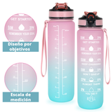 Botella Motivacional Deportiva Agua Libre De Bpa 1 Litro